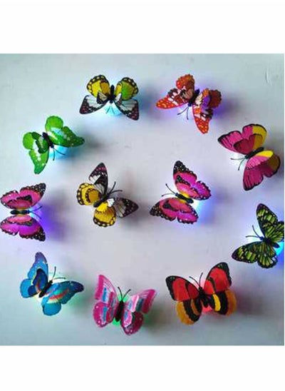 اشتري 3D LED Butterfly Decoration Night Light,Sticker Wall, Lawn, Festive for Garden Backyard Party Nursery Bedroom Living Room (24 Pieces) في الامارات