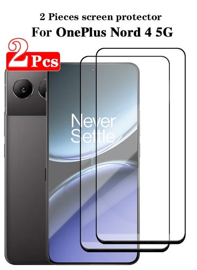 Buy 2 Pieces Full Cover Glass Screen Protector For OnePlus Nord 4 5G Black/Clear and Screen Protector Accessories in Saudi Arabia