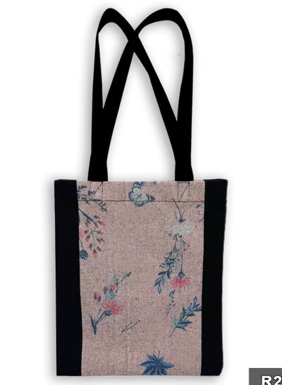Buy Flowers, leaves and butterflies casual printed linen tote bag in Egypt