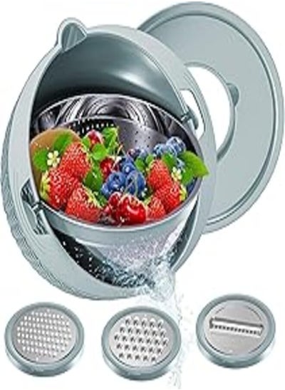 اشتري Save Time and Effort 4 in 1 Vegetable Fruit and Vegetable Washing Plate with Strainer and 3 Direct Flip Handle Sturdy Construction Stainless Steel Product Name: | From Generic في مصر