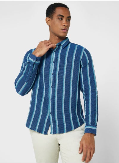 Buy Long Sleeve Seersucker Stripe Shirt in UAE