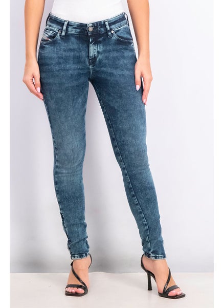 Buy Women Super Skinny Regular Waist Stretchable Denim Jeans, Navy in Saudi Arabia