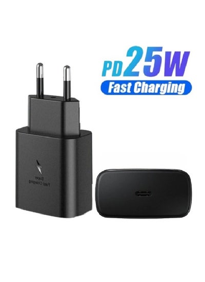 Buy Original Very Fast Charger Head 25W Showing Two Speed Signs Compatible With Samsung Phones - Black in Egypt