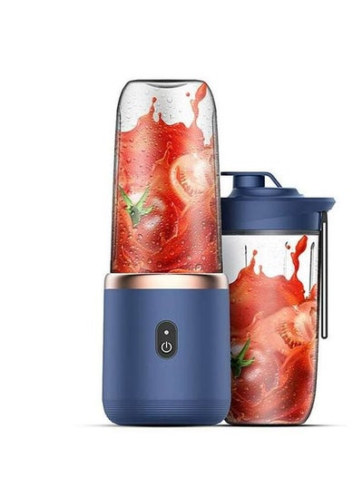 اشتري Mini mixer 40W Juice blender mini portable quick blender cup personal size rechargeable USB Double cup Blue في الامارات