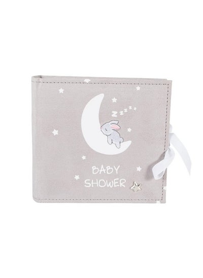 اشتري Cute And Beautiful Neutral Grey Suede Baby Shower Photo Album 80 Spaces For 4X6 Photos ; White Moon And Stars في الامارات