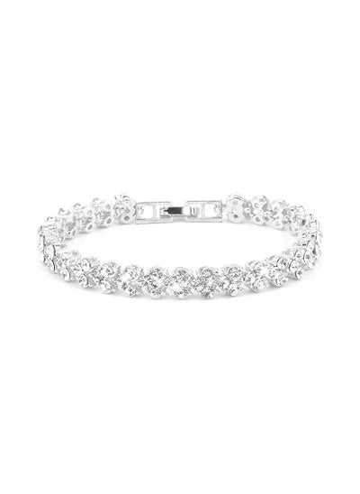 اشتري Bracelets for Women,Cubic Zirconia Tennis Bracelet,Classic Bling Bangles for Teens Girls and Female Hand Jewelry Accessories-6.5 Inch(Silver)-One Size في الامارات