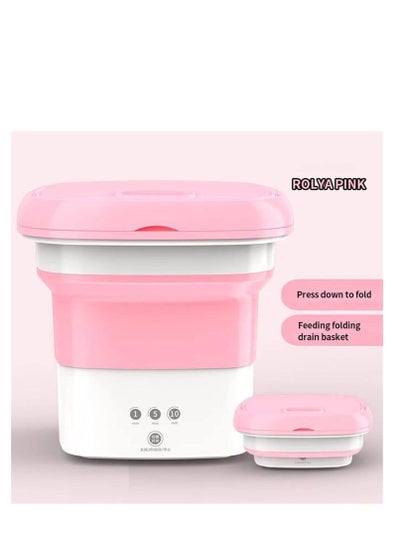 اشتري Portable Mini Folding Clothes Washing Machine, Bucket Automatic Mini Household Underwear Foldable Bucket Washer Baby Clothes Washing Machine في السعودية