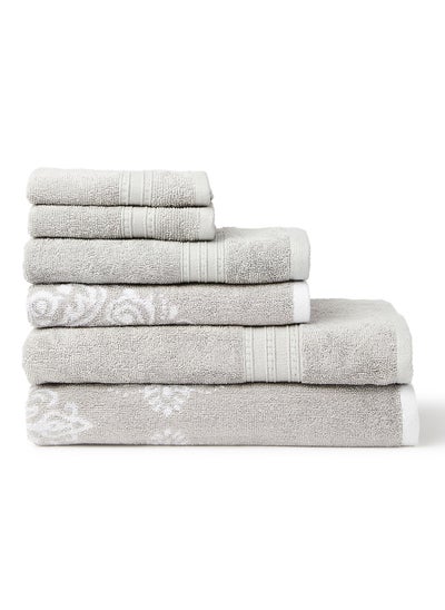 اشتري 6 Pack Hometown Bathroom Towel Set -500 GSM 100% Cotton Yarn Dyed Jacquard - Color Economical في الامارات