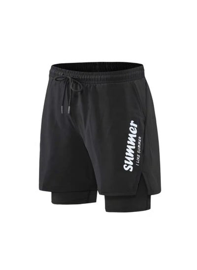 اشتري Fashionable Men's Double-Layer Quick Drying Beach Swimming Shorts في الامارات