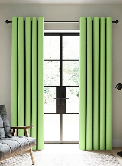 Buy Amali Blackout curtains 2 Panels for living room Decor or bedroom window, noise reduction and light blocking with 20 Grommets in 2 panels long 274cm and 127cm in width Green Curtains (Green) in UAE