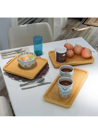 اشتري Wooden Serving Tray Plate (Set of 3) في الامارات