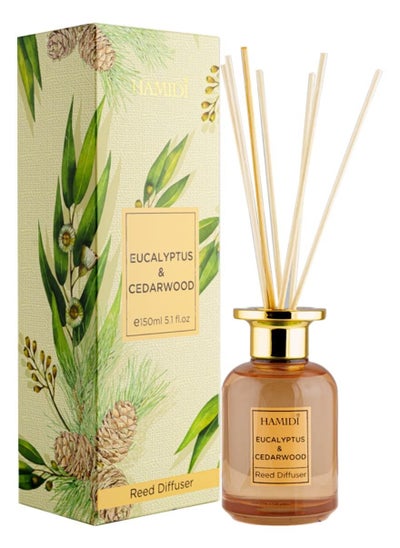 اشتري Hamidi Eucalyptus & Cedarwood Reed Diffuser 150ml Scented Stick Set, Non Alcoholic في الامارات