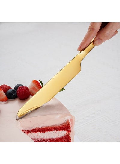 Buy Cake Knife Set for Wedding Stainless Steel Gold and Server Dinner Spoon Fork in UAE