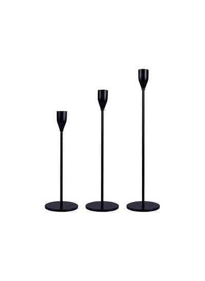 Buy Candle Holder Set of 3 (Black, Matte Metal) in Egypt