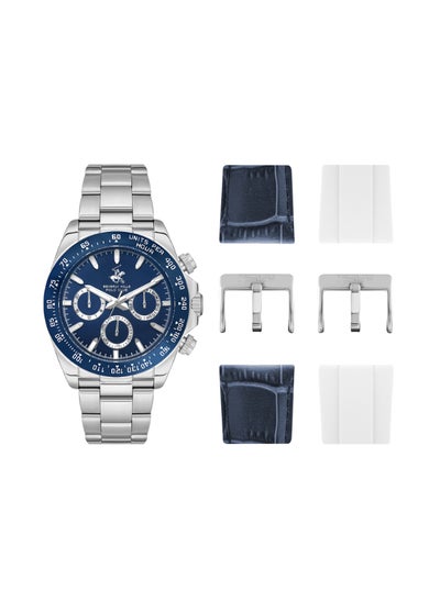 Buy Beverly Hills Polo Club Men's Watch, Multi Function Display and Metal Strap - BP3608X.390, Silver in Saudi Arabia