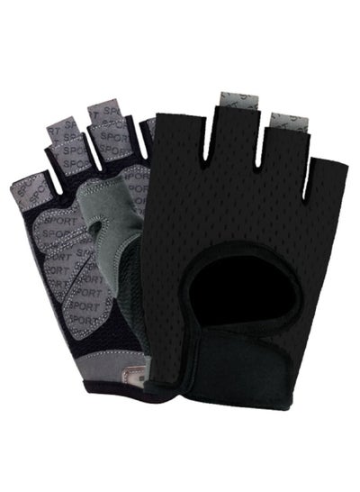 Buy Outdoor Cycling Fitness Non-slip Breathable Thin Sports Gloves Size:L (Black) in UAE