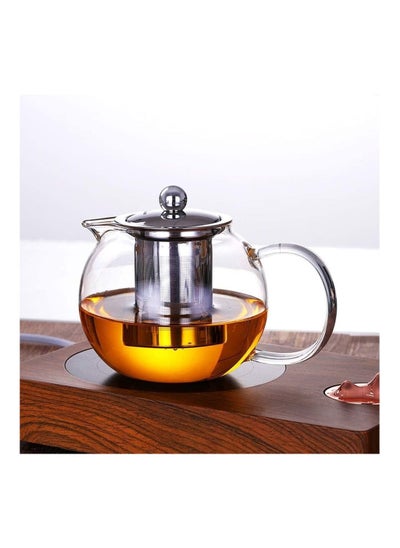 Buy Premium 950ML Glass Teapot: Heat Resistant with Stainless Steel Infuser for Exceptional Tea and Coffee Brewing in UAE