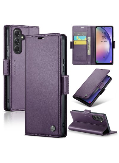 Buy CaseMe Flip Wallet Case For Samsung Galaxy A54 5G RFID Blocking PU Leather Wallet Flip Folio Case with Card Holder Kickstand Shockproof Phone Cover - Purple in Egypt