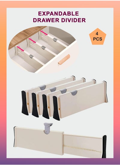 Buy Adjustable Drawer Dividers Expandable Organizers With Anti Scratch Foam Edges Adjustable Drawer Organization Separators For Kitchen Bedroom Bathroom Closet Clothing And Office Drawers in UAE