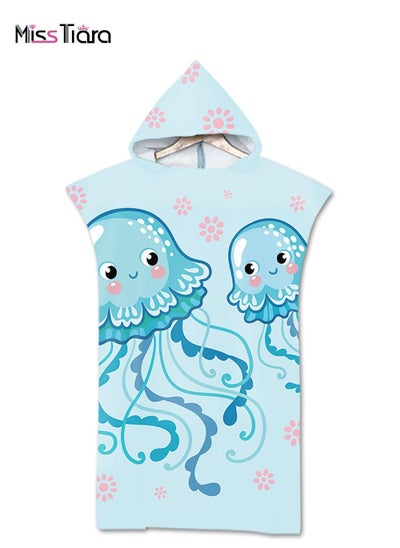 Buy Microfiber Bath Towel Beach Towel Cape Print Hooded Bath Towel Beach Pool Fit Adult or Child 110cm x 75cm in UAE