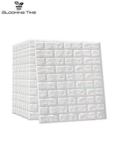 Buy 10 pieces foam wall brick wall paper white  77*70cm in UAE