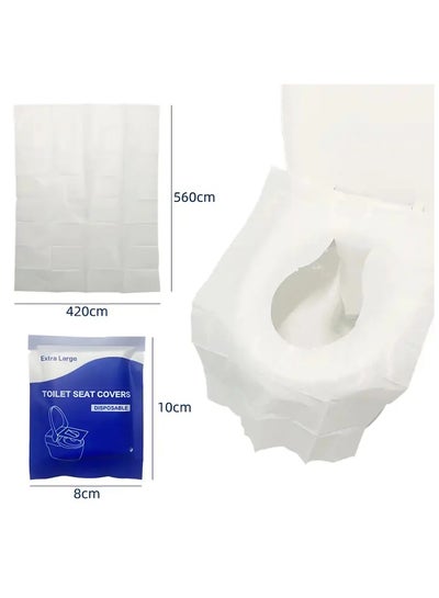 Buy 60-Piece Flushable White Toilet Seat Covers - Biodegradable Disposable Paper Mats for Hygienic and Convenient Toilet Use in UAE