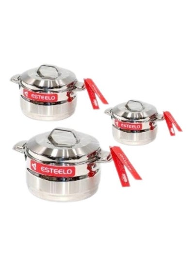 Buy 3 Piece Stainless Steel Casserole Set Silver 3000mlModel Number : SRL6369 in Saudi Arabia