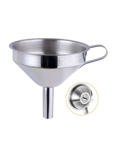 اشتري Funnel 5-Inch Food Grade Stainless Steel Kitchen Funnel with Strainer Filter for Transferring of Liquid Dry Ingredients and Metal Cooking Funnel في الامارات