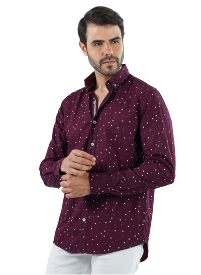 Buy Men’s Shirt Casual - Burgundy in Egypt