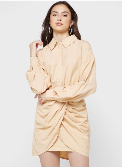 Buy Front Twist Button Detail Dress in UAE