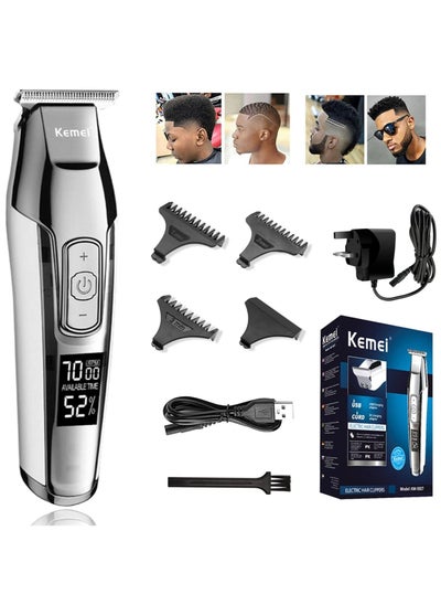 Buy KEMEI Mens Clipper Cordless Barber Professional Hair Clipper LCD Display 0mm Baldheaded Beard Hair Trimmer for Men DIY Cutter Electric Haircut Machine USB Rechargeable in UAE