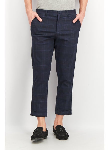 Buy Men Slim Fit Plaid Dress Pants, Navy Combo in UAE