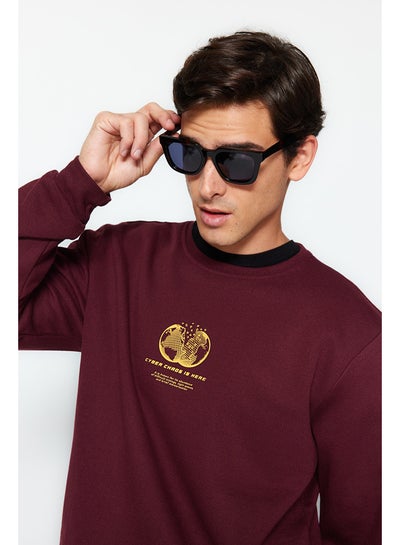 Buy Brown Men's Regular/Real fit Space Printed Sweatshirt with a soft fleece inner lining TMNAW24SW00093. in Egypt