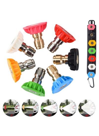 Buy Comprehensive Pressure Washer Nozzle Tips Set with Holder by 7 Spray Nozzle Tips 1/4 Inch Quick Connect 4000 PSI Durable Plastic Multiple Angles in Saudi Arabia