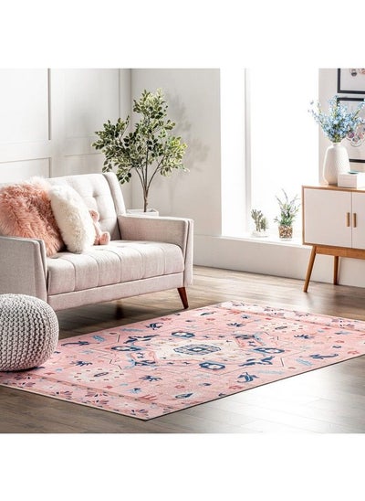 Buy Roxanna Machine Washable Boho Floral Area Rug 5' X 8' Pink in UAE