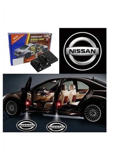 Buy 2-Piece LED Car Door Nissan Logo Projector Shadow Light Set in Saudi Arabia