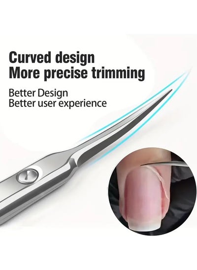 Buy 1pc Nail Cuticle Clippers, Stainless Steel Curved Blade Tweezers Pusher Dead Skin Removal Scissors Clippers Manicure Tools in UAE