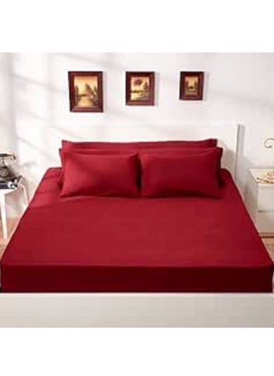 Buy Cotton fitted Bed Sheet 100 cm -maroon in Egypt