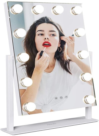 اشتري Padom Lighted Vanity Mirror - Hollywood Style Makeup Vanity Mirror with Lights and Touch button,3 Color Model, Cosmetic Mirror with 9,12,15,18 pcs Dimmable Bulbs for Dressing Table 12 bulbs في الامارات