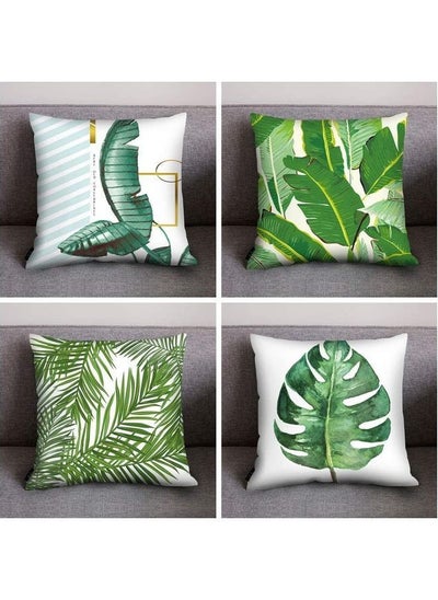 Buy 4-Piece Decorative Sofa Pillow Set Green/White/Gold in UAE