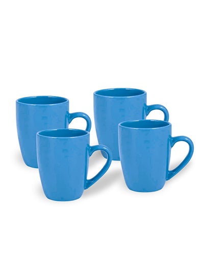 Buy FEELINGS Stoneware Mug Set of 4 , Blue 360ml in UAE