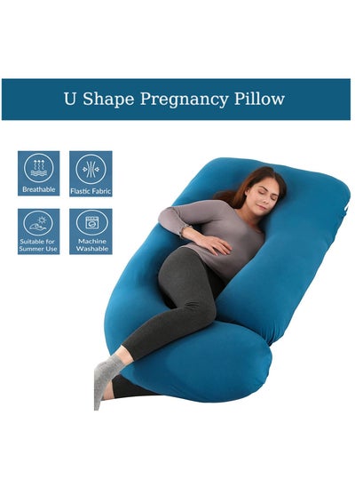 Buy Pregnancy Body Pillow G Shaped Full Body Maternity Pillow with Removable Cooling Cover for Pregnant Women， Support to Head,Neck, Legs and Back Blue in Saudi Arabia