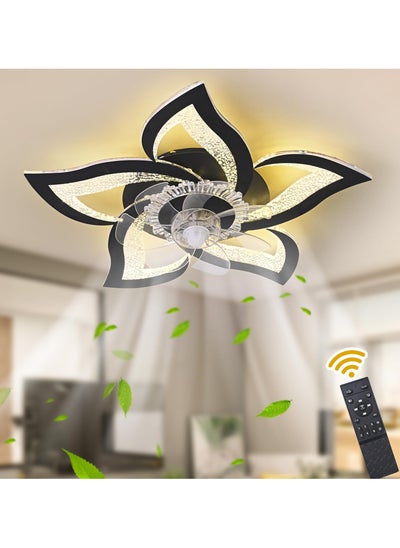 Buy Ceiling Fan with Lights Remote Control, Black Personalized Ceiling Fan with Light, 6 Speeds 3 Light Color Flush Mount Ceiling Fan for Kitchen Bedroom in UAE