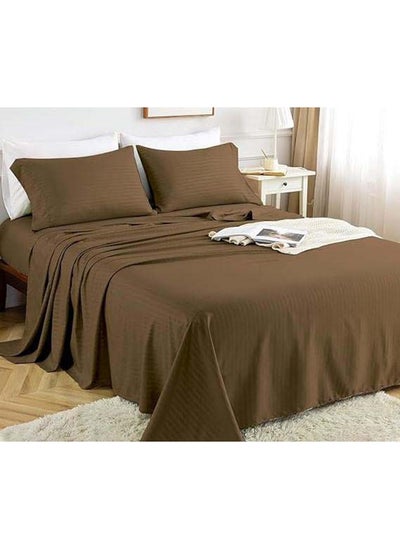 Buy HOTEL COLLECTION Coffee Brown Flat Sheet with Single Pillow Case 160x220 cm in UAE