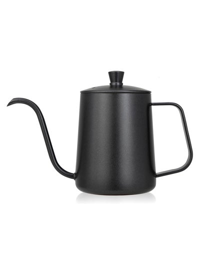 Buy 350ml Stainless Steel Coffee Drip Kettle | Rust-Resistant V60 Pour-Over Kettle with Long 5mm Spout - Black Teflon Coating | Ideal for Specialty Coffee Drip Brewing in Saudi Arabia