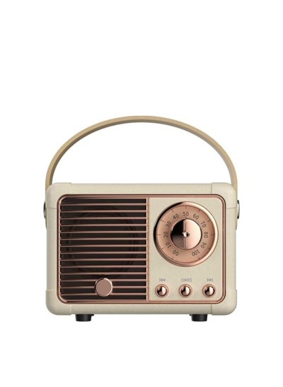 اشتري HM-11 Bluetooth Portable Radio, Retro Mini Speaker with Clear Stereo Sound, Rich Bass for iPhone, Android Devices and Tablets(Beige) في الامارات