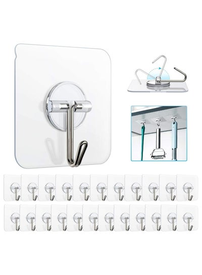 Buy Wall Hooks Self Adhesive Heavy Duty Multi-Purpose Adhesive Hooks Easy to Apply Removable Transparent Hooks Waterproof Oilproof 180° Rotatable in Egypt