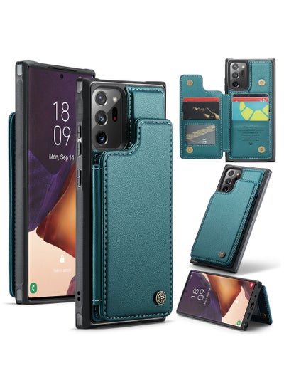 Buy Wallet Case for Samsung Galaxy Note 20 Ultra, Premium Handmade Durable PU Leather Slim Shockproof Case with [Double Magnetic Clasp] [Card Holder] [Kickstand] [RFID Blocking] (Green) in Egypt