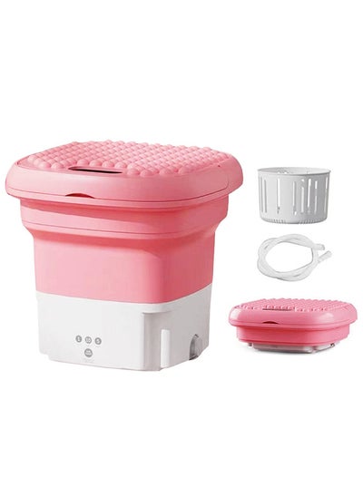 Buy Washing Machine Small Household Folding Portable Automatic Ultrasonic Forward and Reverse Pulsator Elution Dual Purpose Imitation Hand Wash with Drain Hole Fruit Washing Machine in UAE