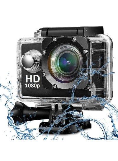 Buy 1080P 12MP Sports Camera Full HD 2.0 Inch Action Cam 30m/98ft Underwater Waterproof Snorkel surf Camera with Wide-Angle Lens and Mounting Accessories Kit in UAE